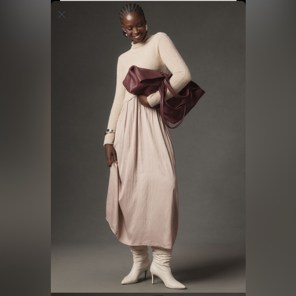 Anthro Long-Sleeve Eyelash Twofer Sweater Dress